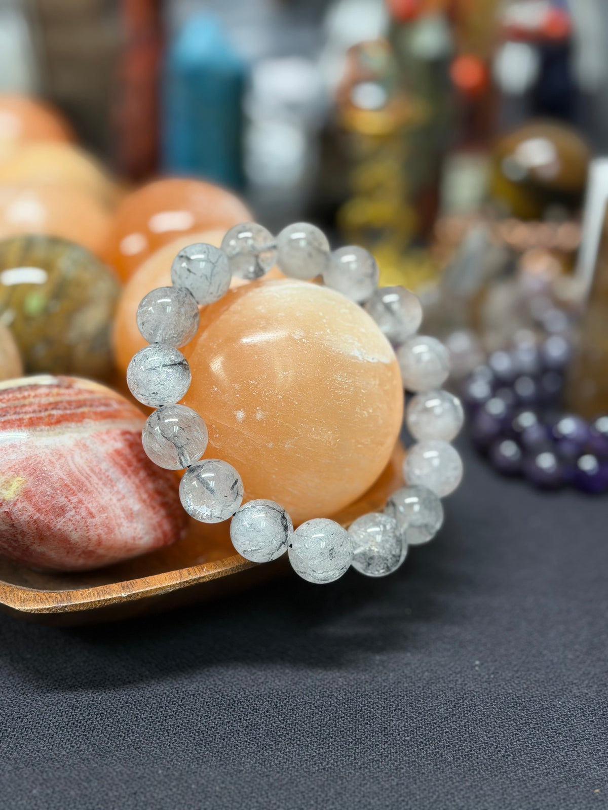 Black turmaline in quartz bracelet - Turmalina negra en cuarzo cristal XL