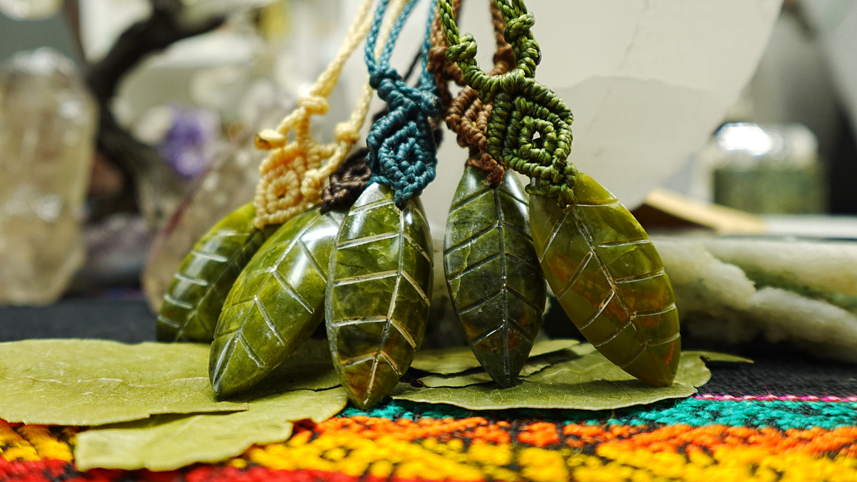Handmade Peruvian Coca Leaf Pendant Necklace