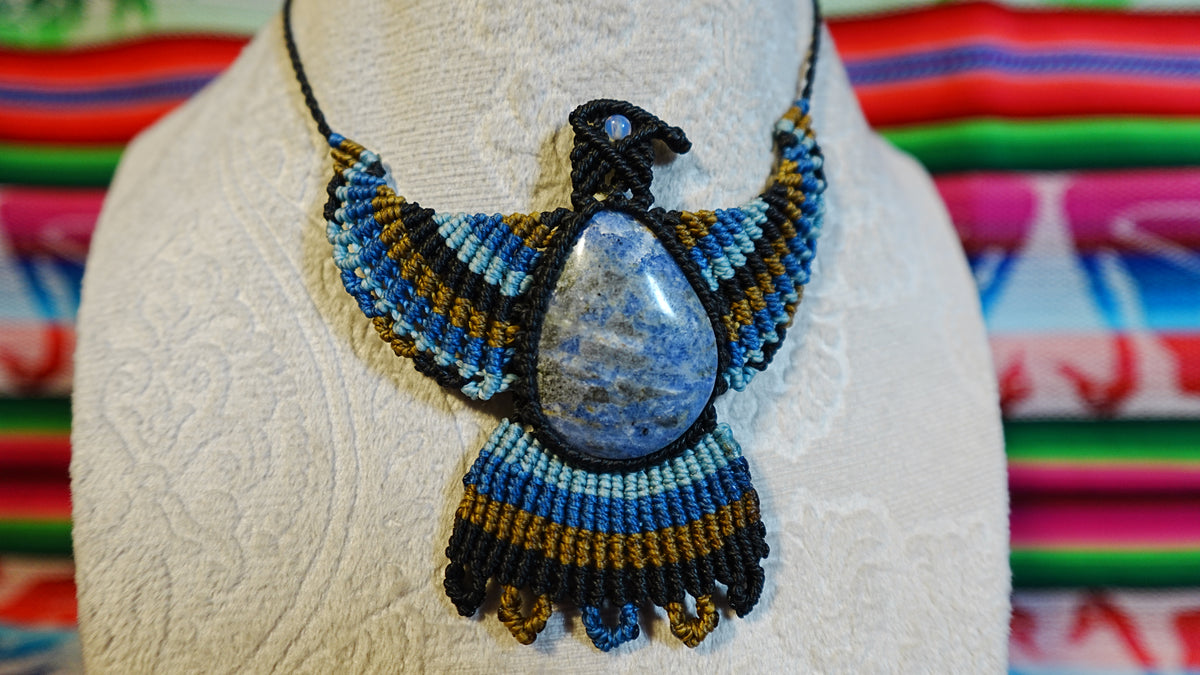 Peruvian Condor Macrame Crystal Necklace
