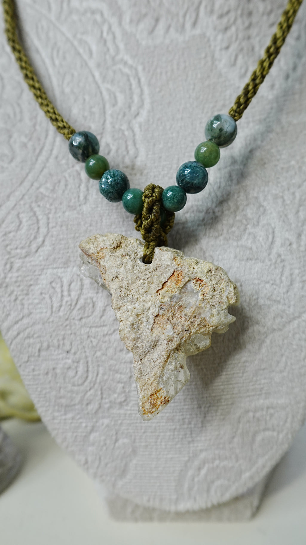 Mayan Profile Necklace — Mexican Hyalite Opal Carved Pendant
