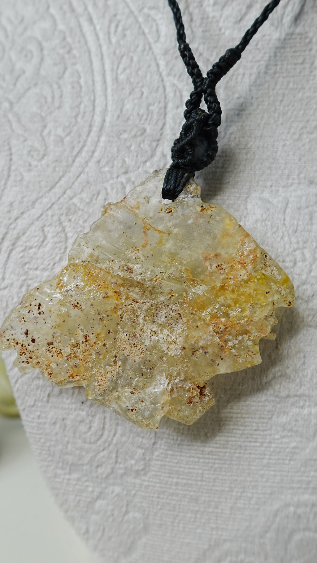 Double Mayan Profile Necklace — Mexican Hyalite Opal Carved Crystal Pendant