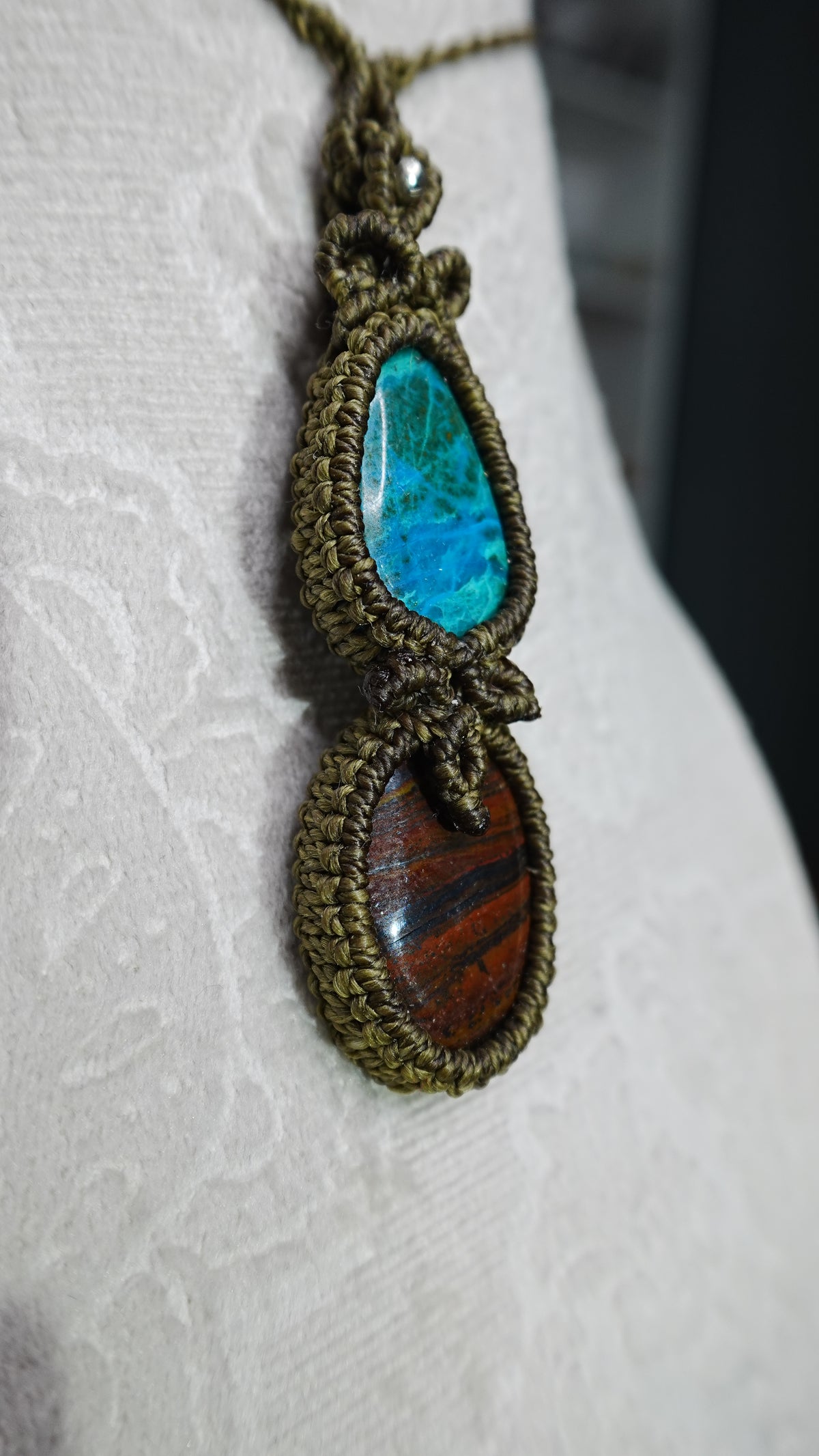 Double Crystal Cabochon Pendant Necklaces — Handmade Natural Healing Stones