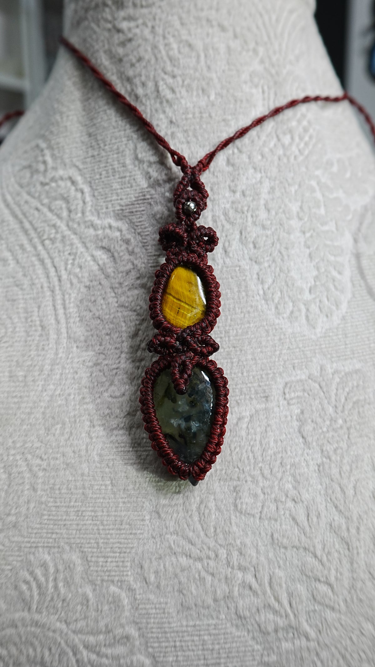 Double Crystal Cabochon Pendant Necklaces — Handmade Natural Healing Stones