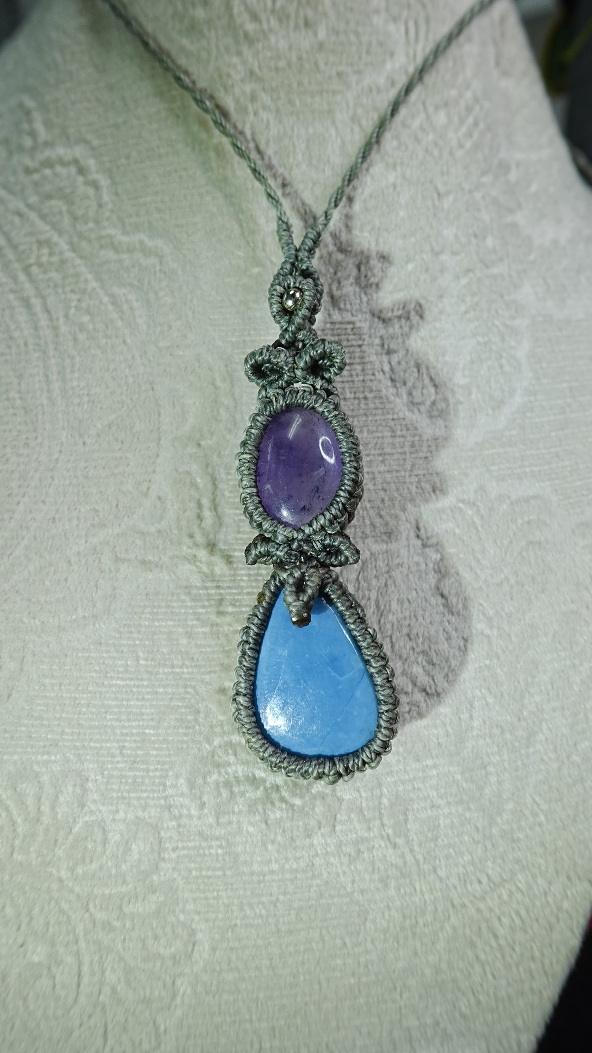 Double Crystal Cabochon Pendant Necklaces — Handmade Natural Healing Stones