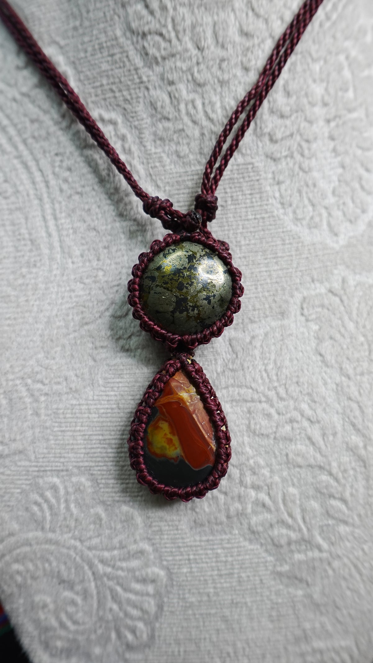 Double Crystal Cabochon Pendant Necklaces — Handmade Natural Healing Stones