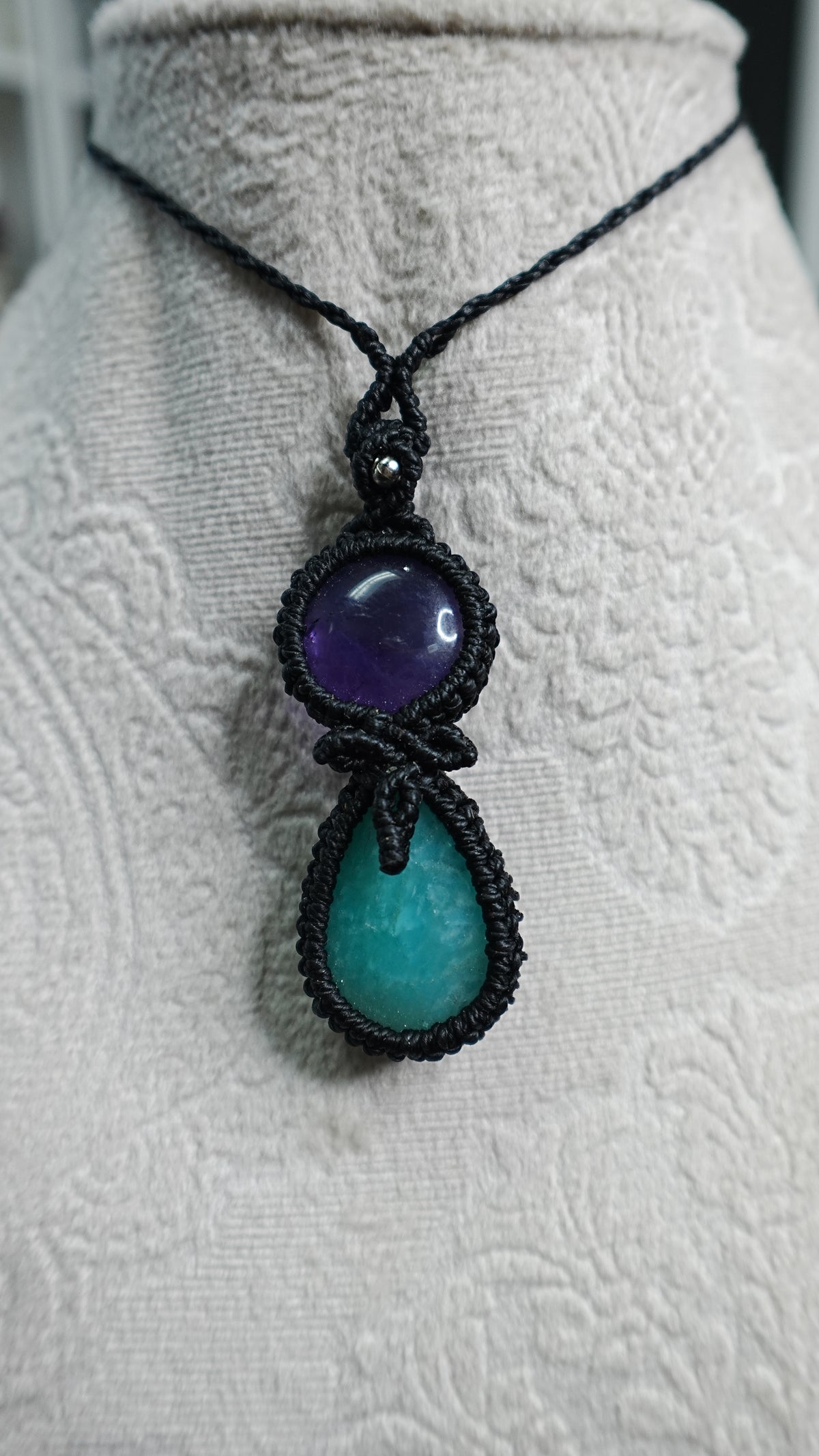 Double Crystal Cabochon Pendant Necklaces — Handmade Natural Healing Stones