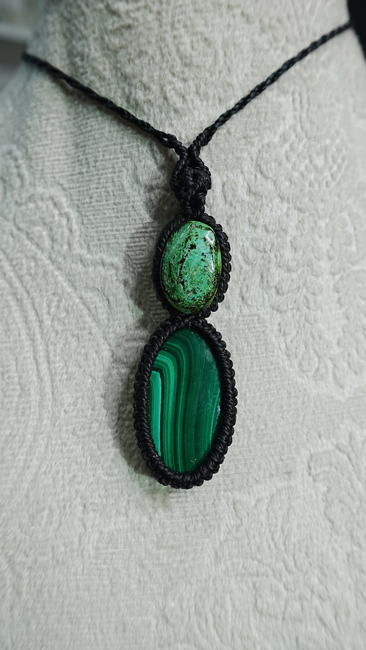 Double Crystal Cabochon Pendant Necklaces — Handmade Natural Healing Stones