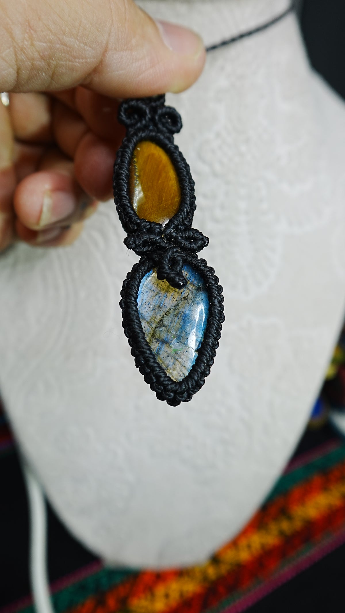 Double Crystal Cabochon Pendant Necklaces — Handmade Natural Healing Stones