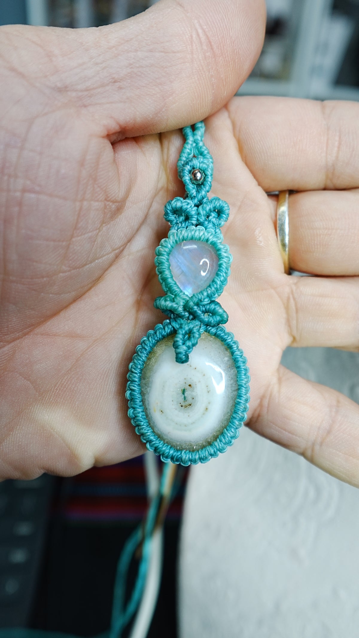Double Crystal Cabochon Pendant Necklaces — Handmade Natural Healing Stones
