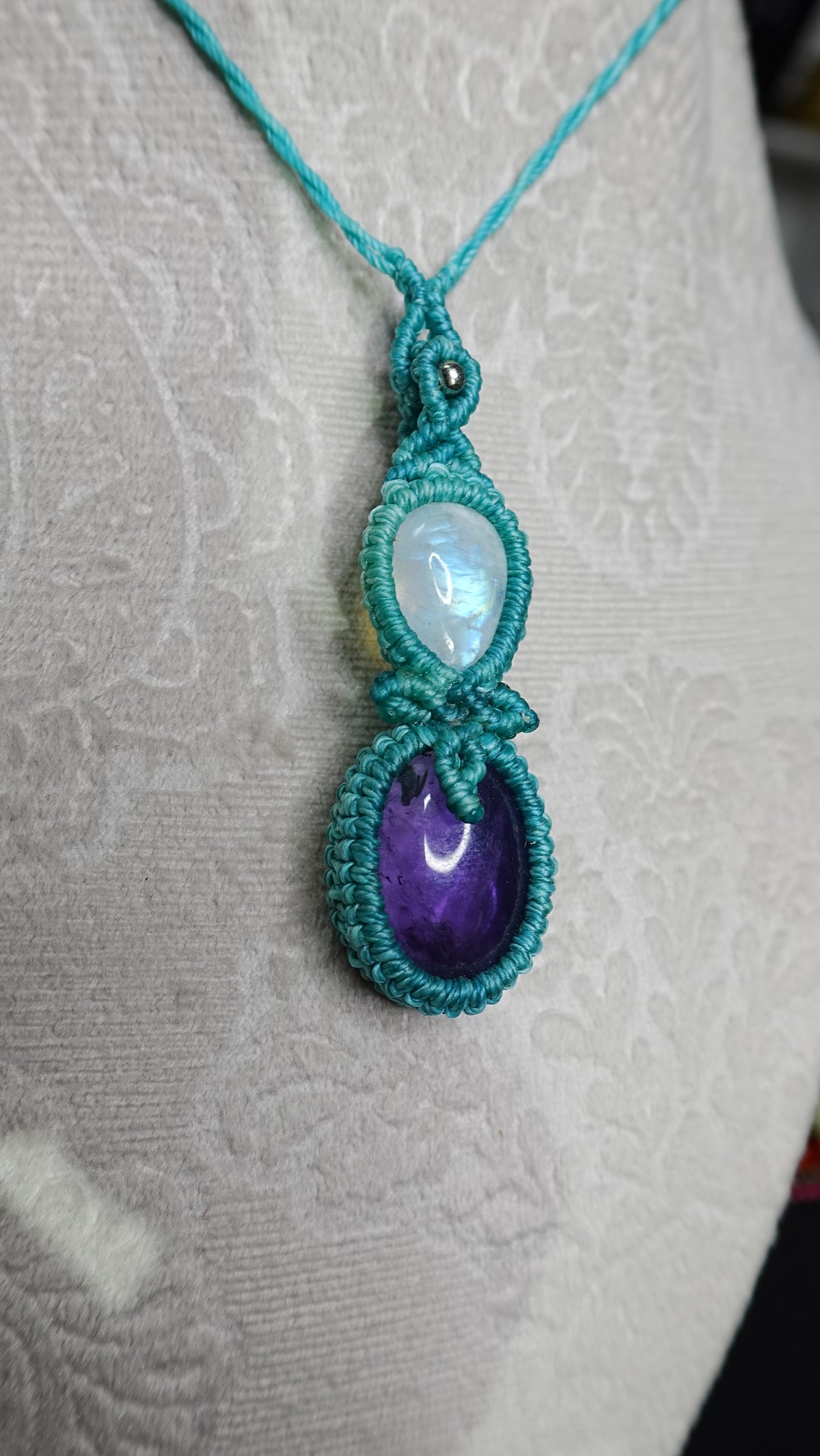 Double Crystal Cabochon Pendant Necklaces — Handmade Natural Healing Stones