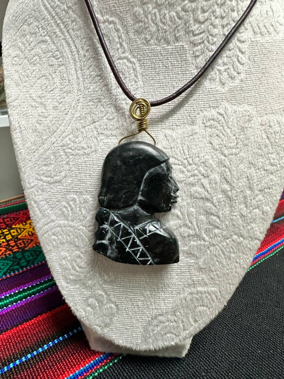 Pachamama & Pachatata Serpentine Profile Necklace — Unique Handmade Andean Pendant