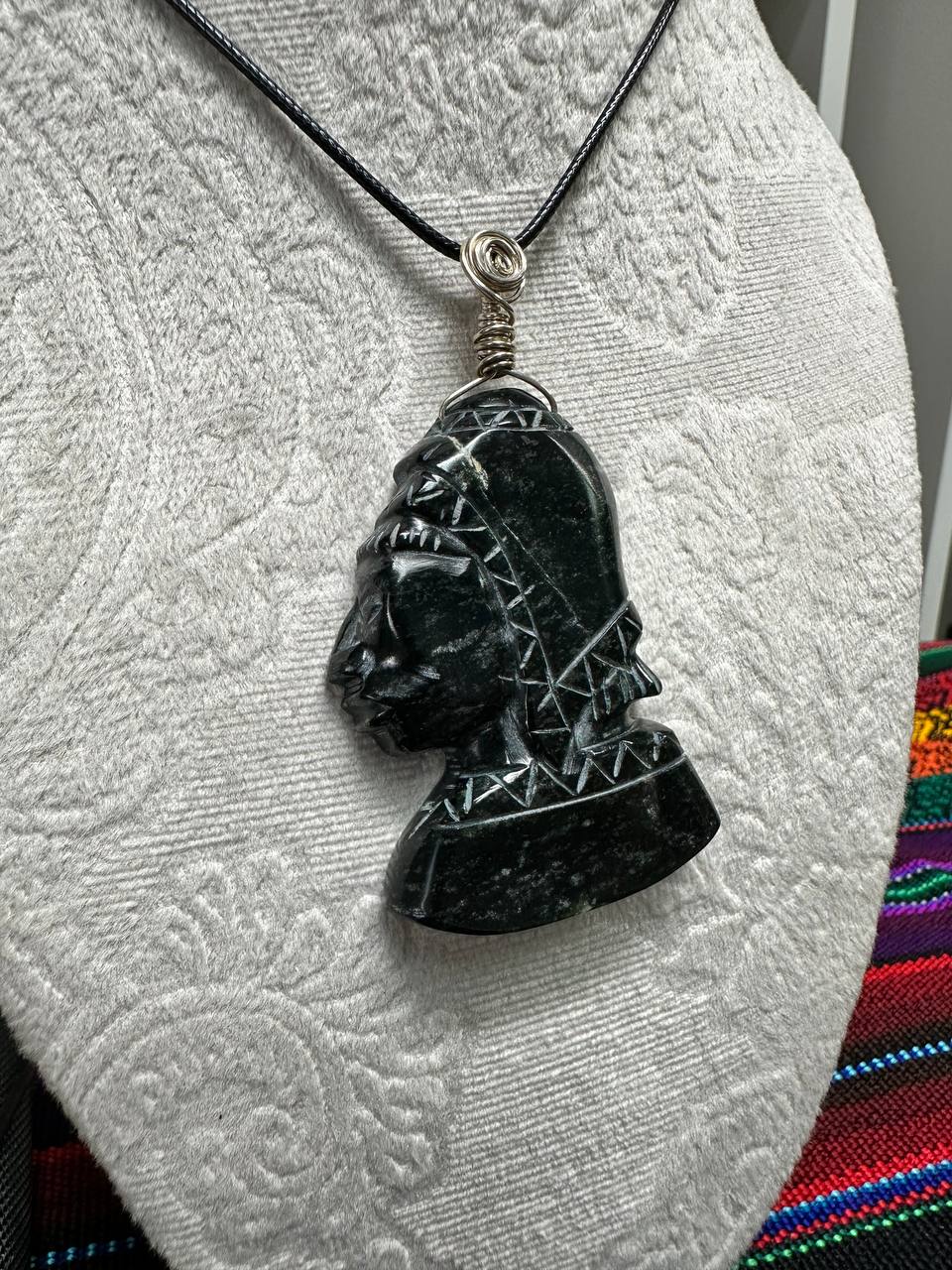 Pachamama & Pachatata Serpentine Profile Necklace — Unique Handmade Andean Pendant